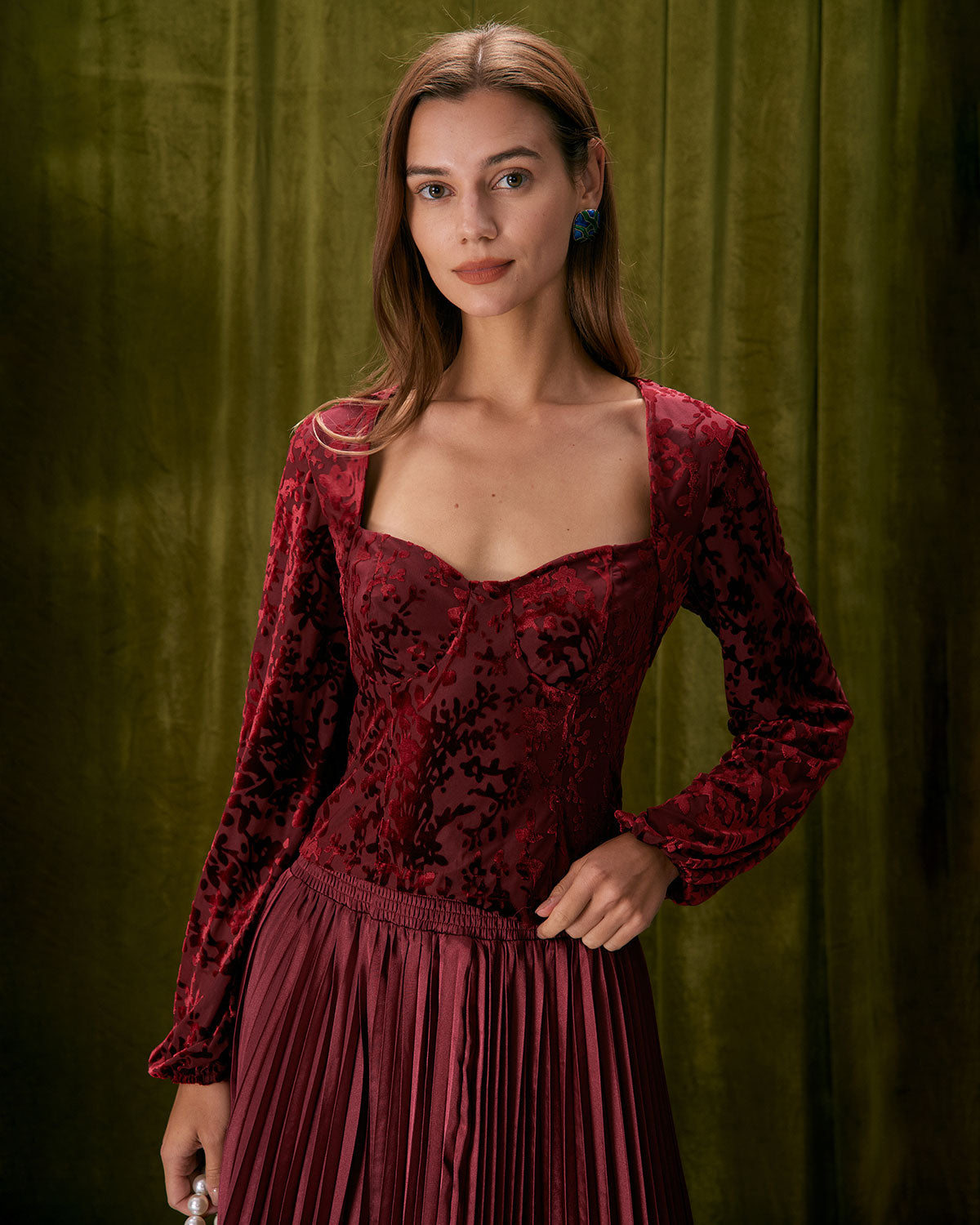 Κόκκινη Μπλούζα Με Σχέδιο Καρδιάς Και Λαιμόκοψη