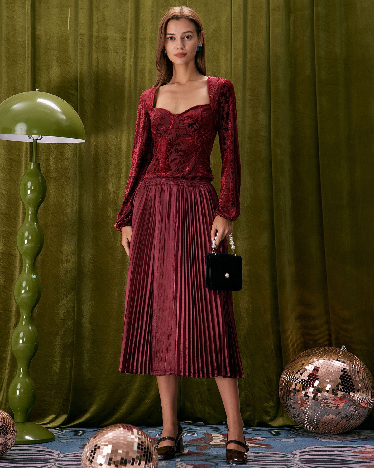 Κόκκινη Μπλούζα Με Σχέδιο Καρδιάς Και Λαιμόκοψη