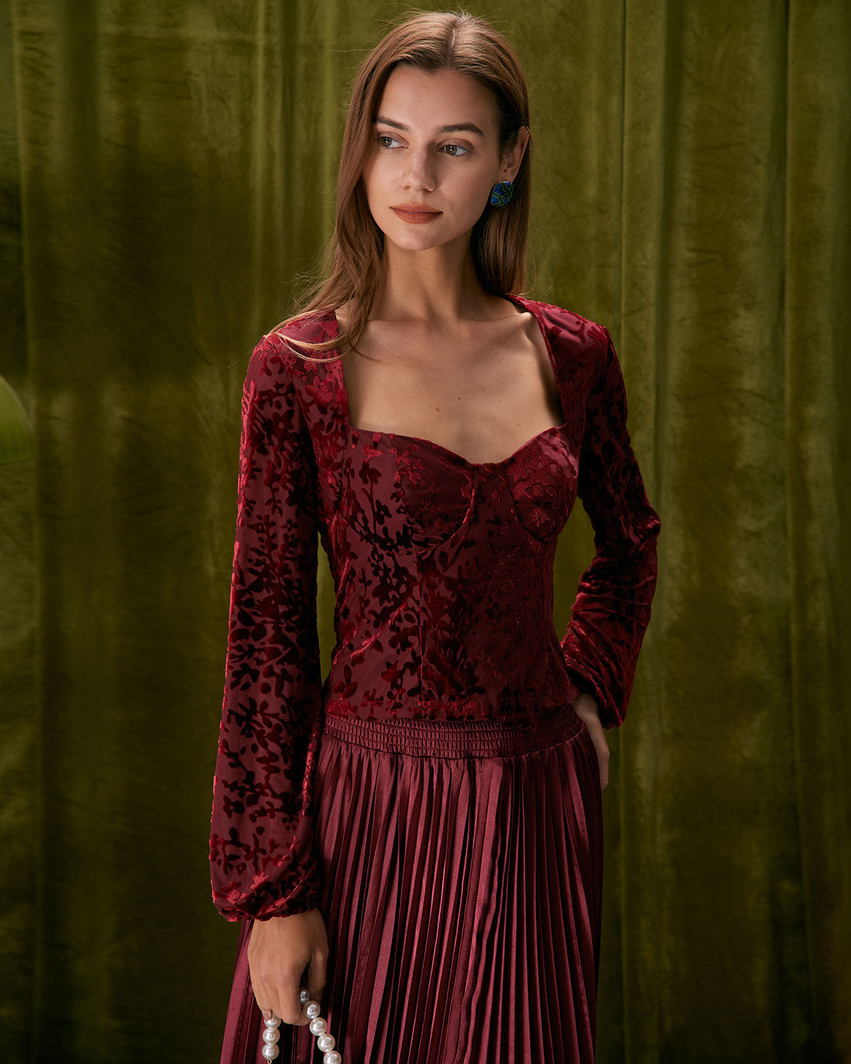 Κόκκινη Μπλούζα Με Σχέδιο Καρδιάς Και Λαιμόκοψη