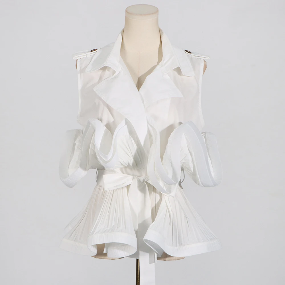 Πλισέ Μπουφάν Με Κορδόνια Και Βολάν