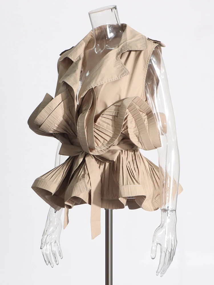 Πλισέ Μπουφάν Με Κορδόνια Και Βολάν