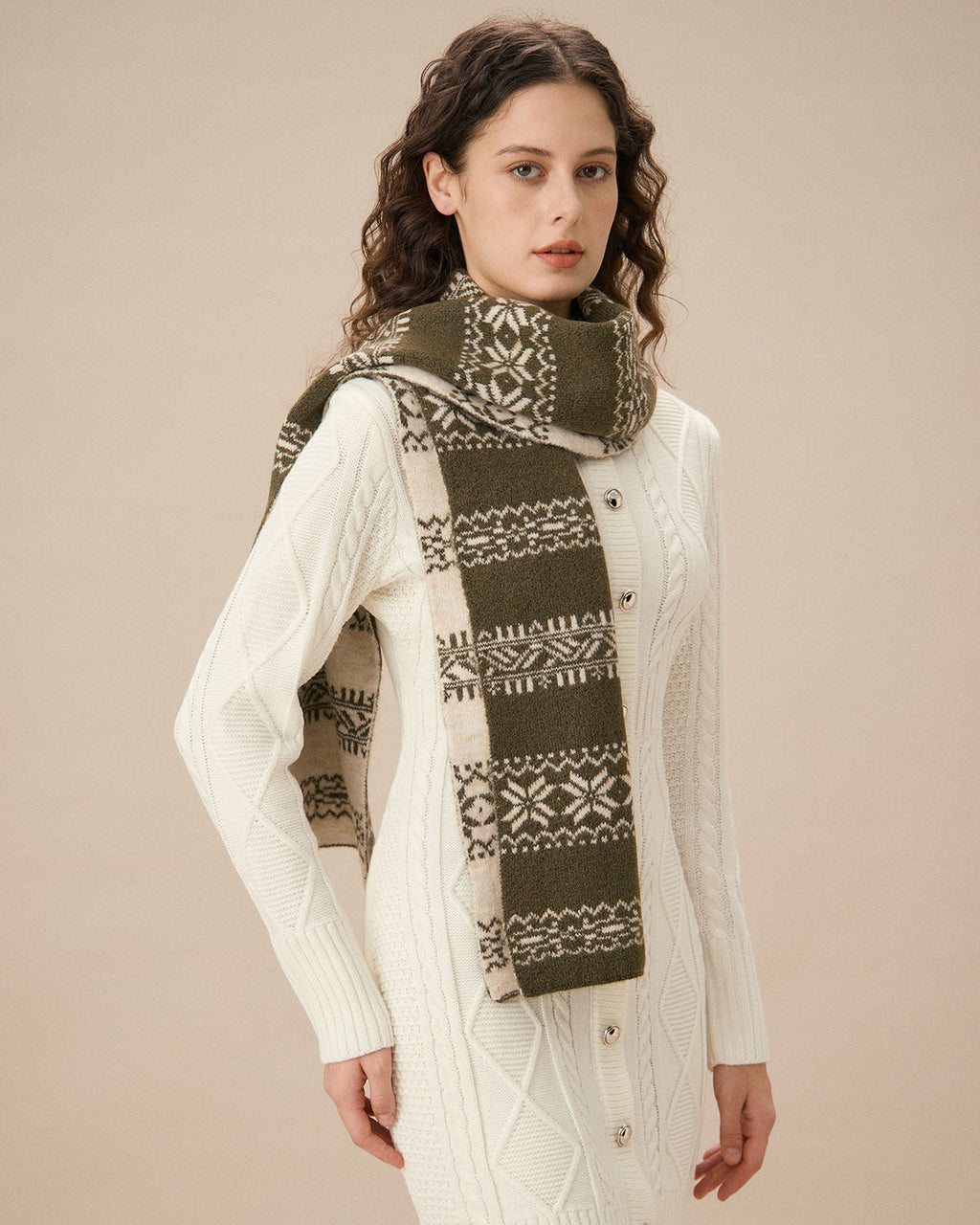 Πράσινο Μάλλινο Σάλι Με Λουλούδια