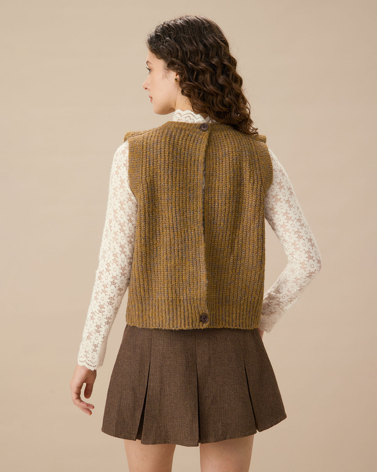 Πλεκτό Γιλέκο Με Στρογγυλή Λαιμόκοψη