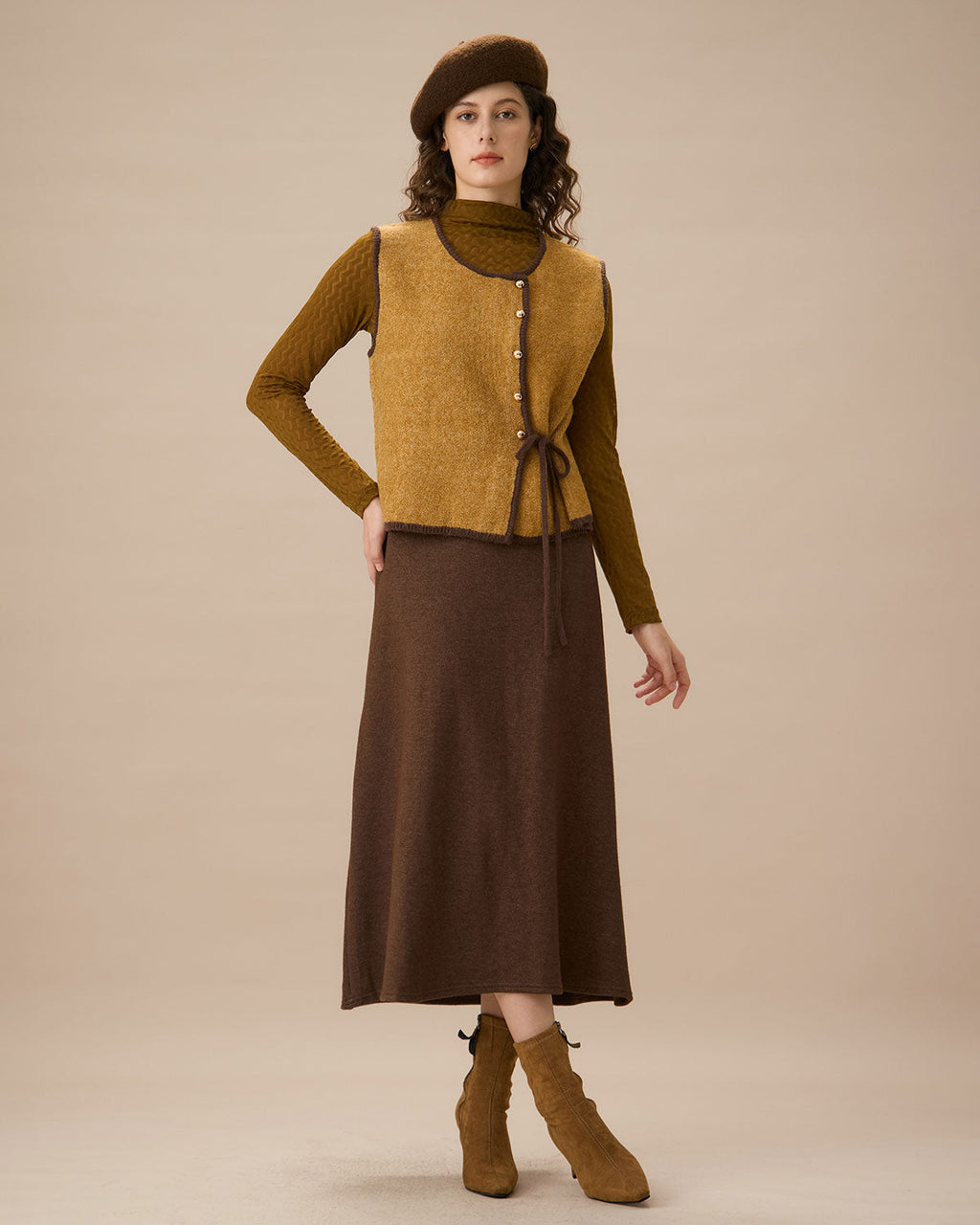 Γιλέκο Με Ένα Κουμπί Και Στρογγυλή Λαιμόκοψη Ginger