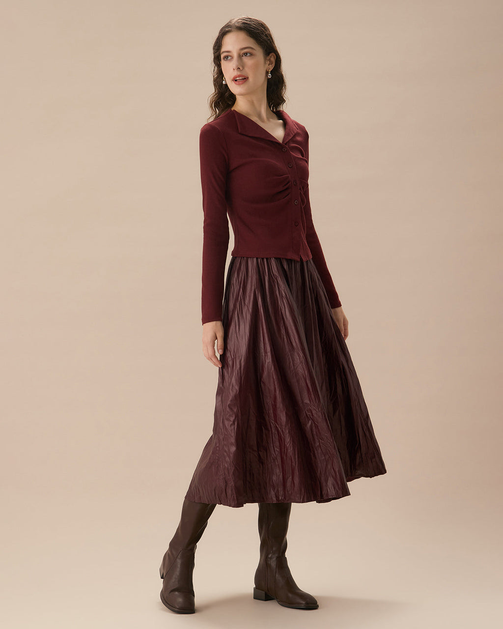 Κόκκινη Ζακέτα Με Ένα Κουμπί Και Βολάν