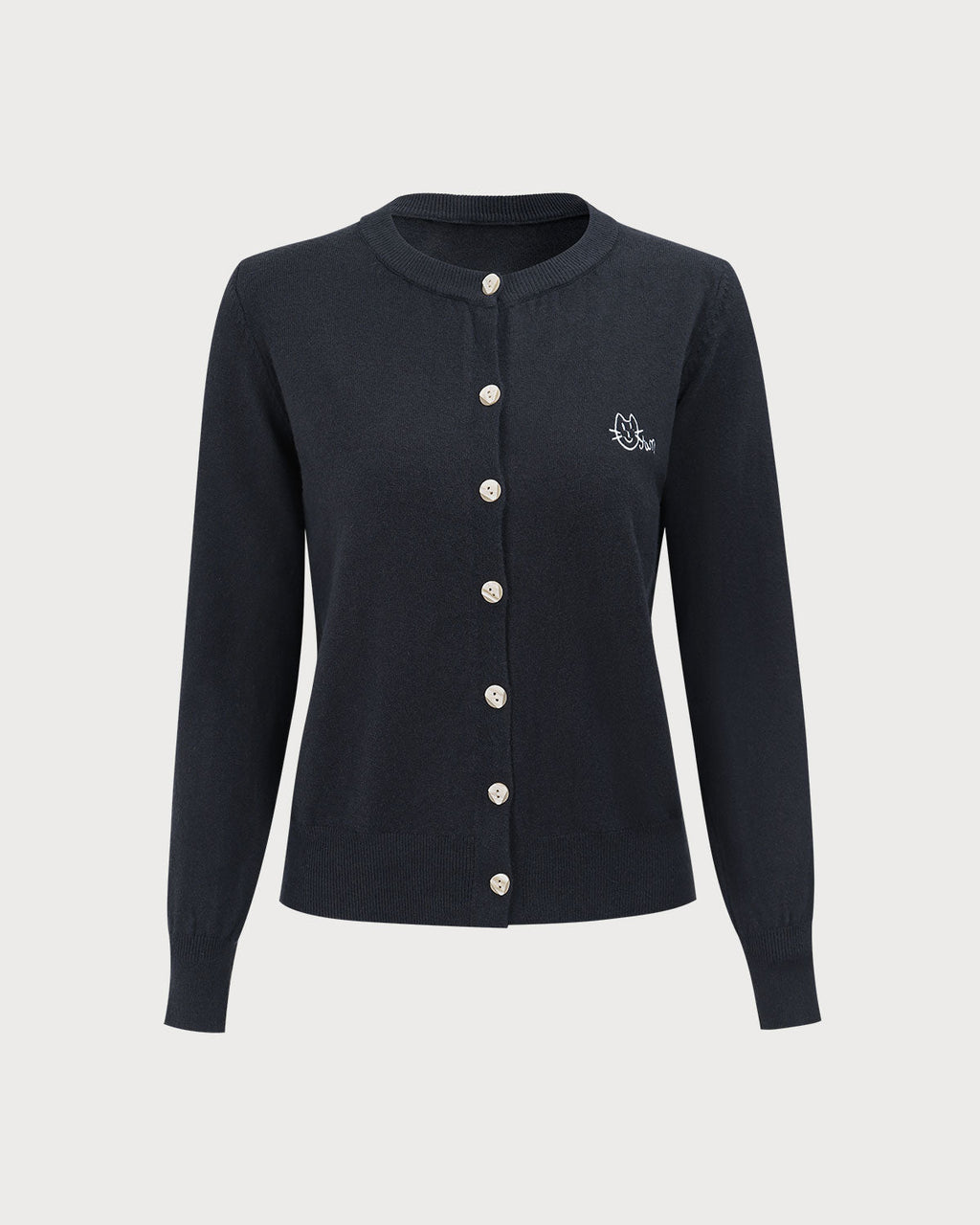 Γκρι Πλεκτή Ζακέτα Με Ένα Κουμπί Και Ριμπ Ύφανση