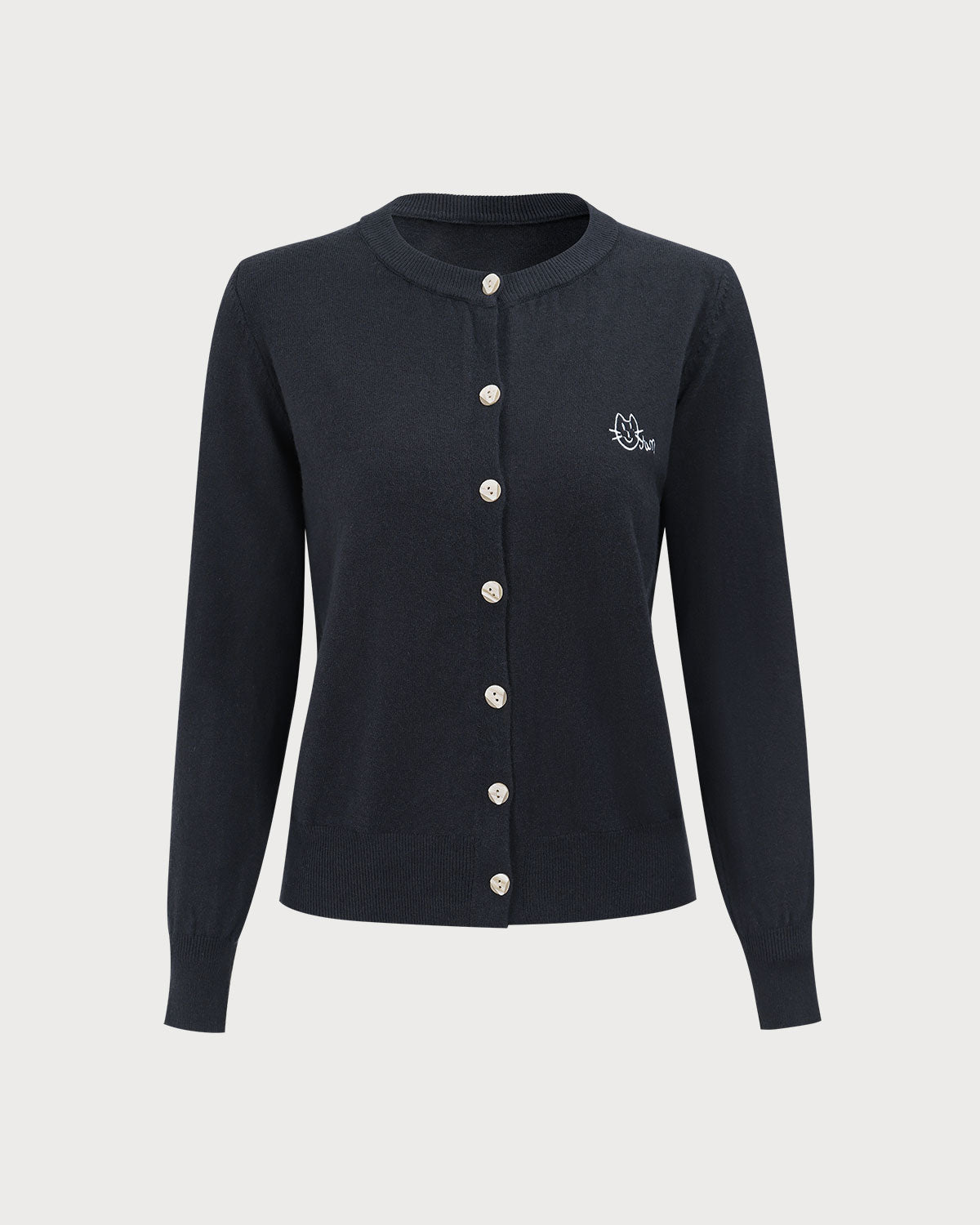 Γκρι Πλεκτή Ζακέτα Με Ένα Κουμπί Και Ριμπ Ύφανση