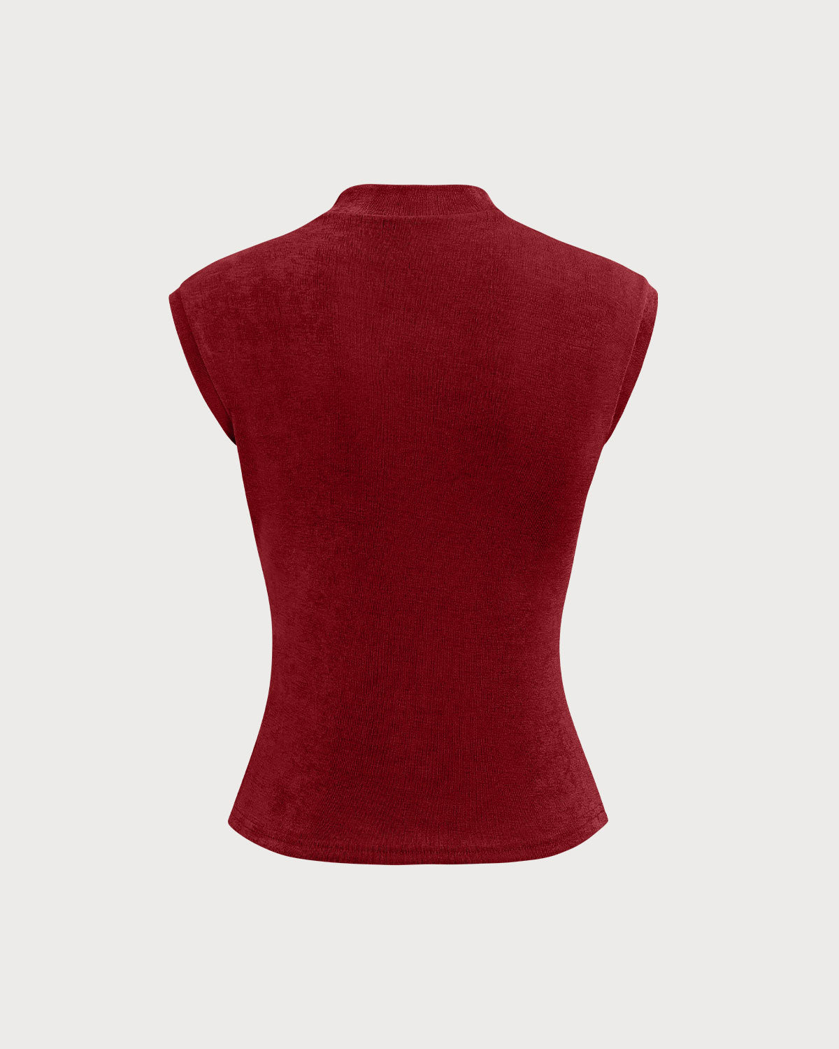 Μπορντό Πλεκτό Τοπ Με Ζιβάγκο Και Αμάνικο Γιακά