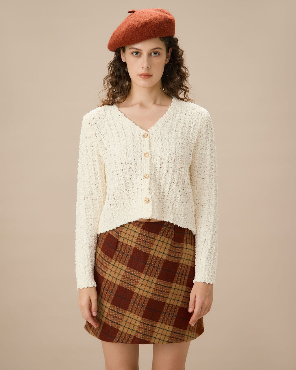 Λευκό Ζακέτα Με V Λαιμόκοψη Και Μονόπετο