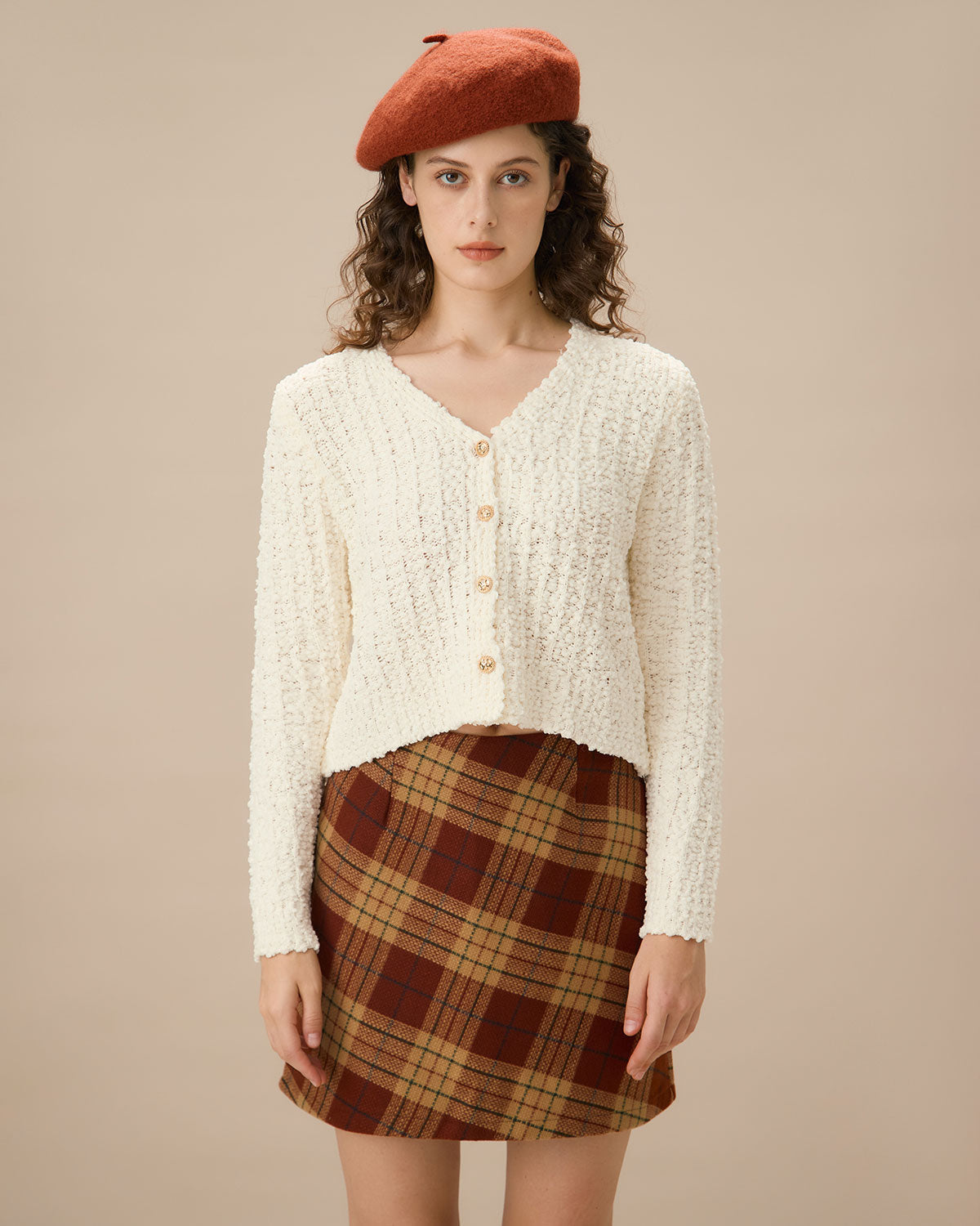 Λευκό Ζακέτα Με V Λαιμόκοψη Και Μονόπετο