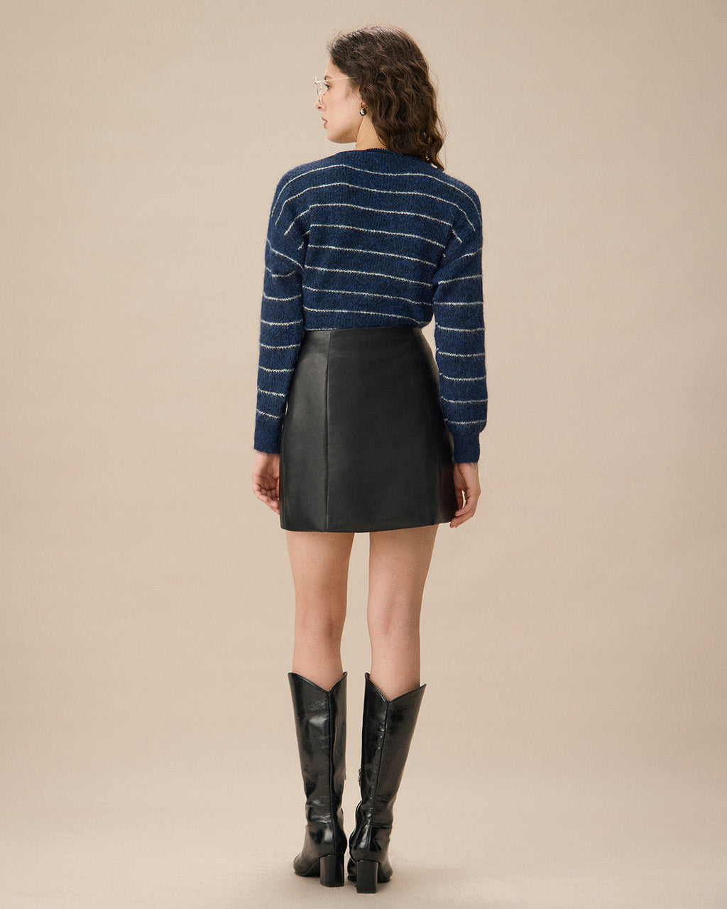 Μπλε Ριγέ Ζακέτα Με Έξω Ώμους