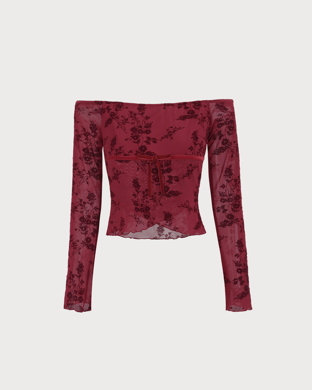 Μπλούζα Με Φλοράλ Ντεκολτέ Και Λαιμόκοψη