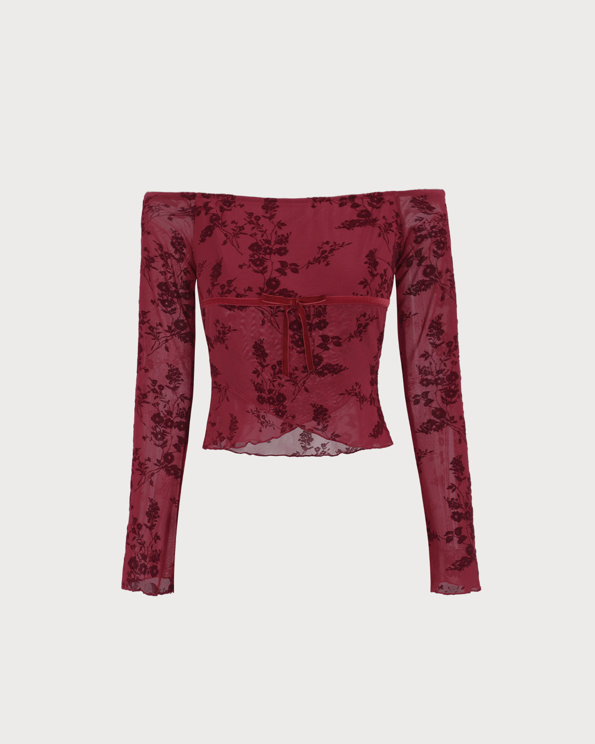 Μπλούζα Με Φλοράλ Ντεκολτέ Και Λαιμόκοψη