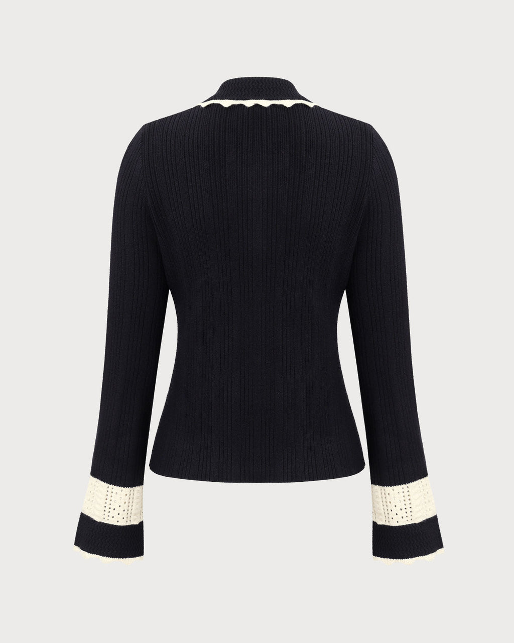 Μαύρη Ζακέτα Με Ραβδώσεις Και Ένθετα Με Κουμπιά