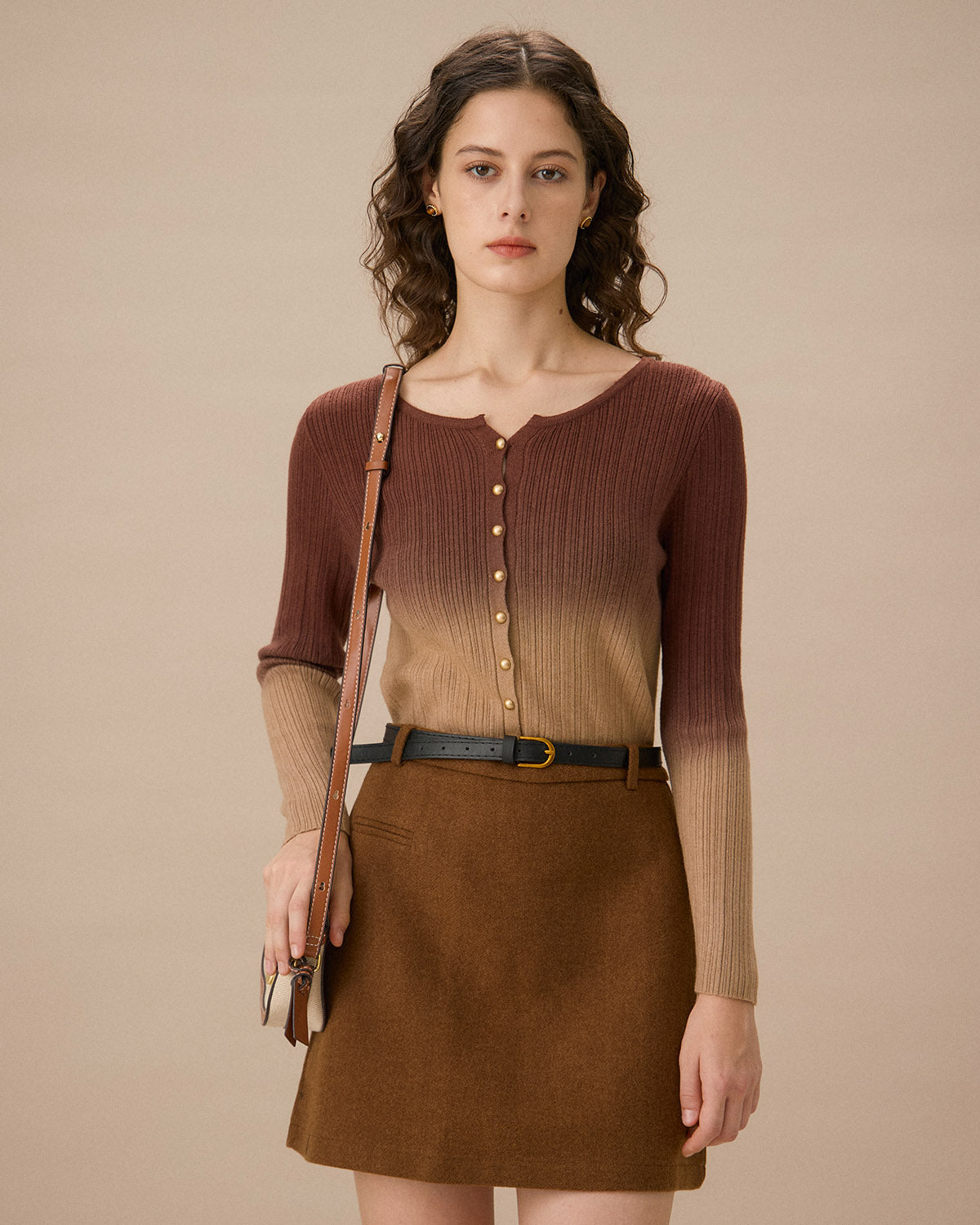 Κόκκινο Τούβλο Με Στρογγυλή Λαιμόκοψη Tie-Dye Ζακέτα