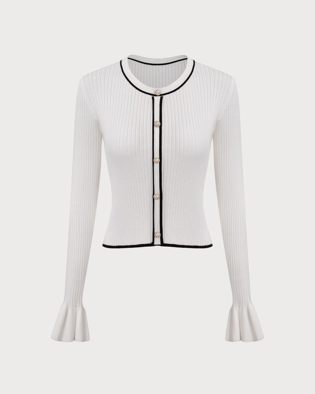 Λευκό Πλεκτό Τοπ Με Λεπτομέρειες Σε Αντίθεση