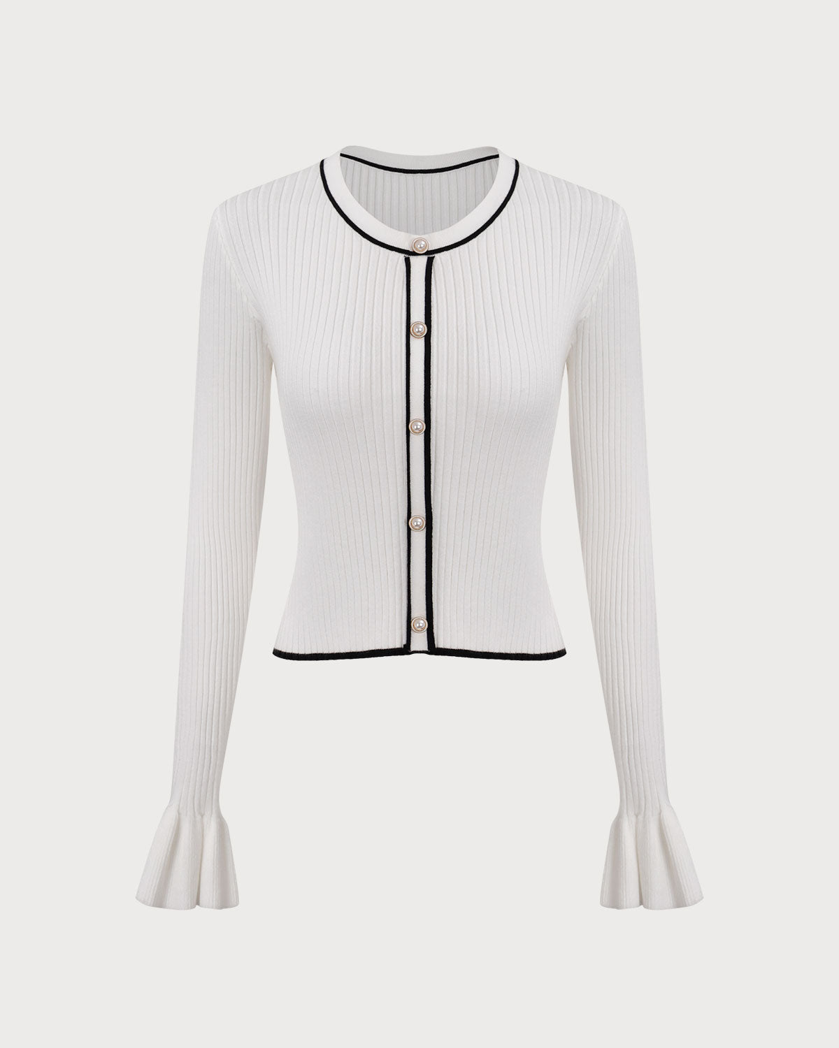 Λευκό Πλεκτό Τοπ Με Λεπτομέρειες Σε Αντίθεση