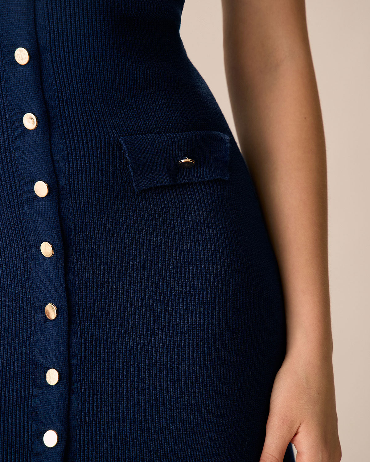 Φόρεμα Μάξι Με Κουμπιά Και Μπλε Σκούρο Μπλε