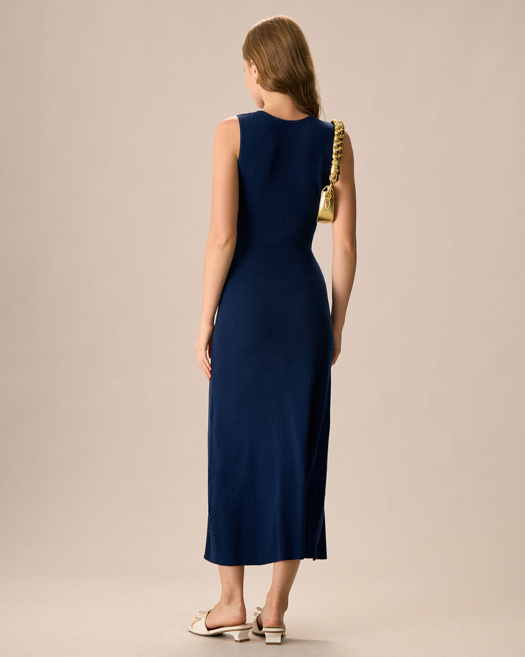 Φόρεμα Μάξι Με Κουμπιά Και Μπλε Σκούρο Μπλε