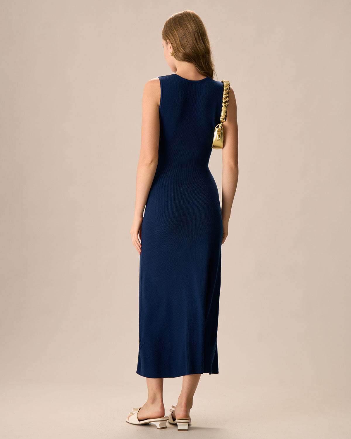 Φόρεμα Μάξι Με Κουμπιά Και Μπλε Σκούρο Μπλε