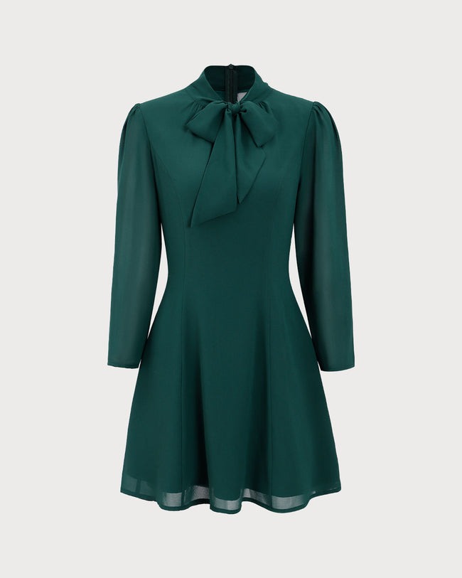 Πράσινο Μίνι Φόρεμα Με Φιόγκο