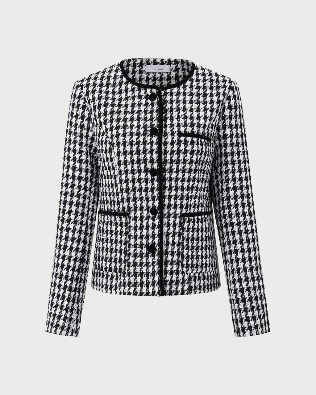 Μαύρο Τουίντ Μπουφάν Με Ένα Κουμπί Και Τσέπες