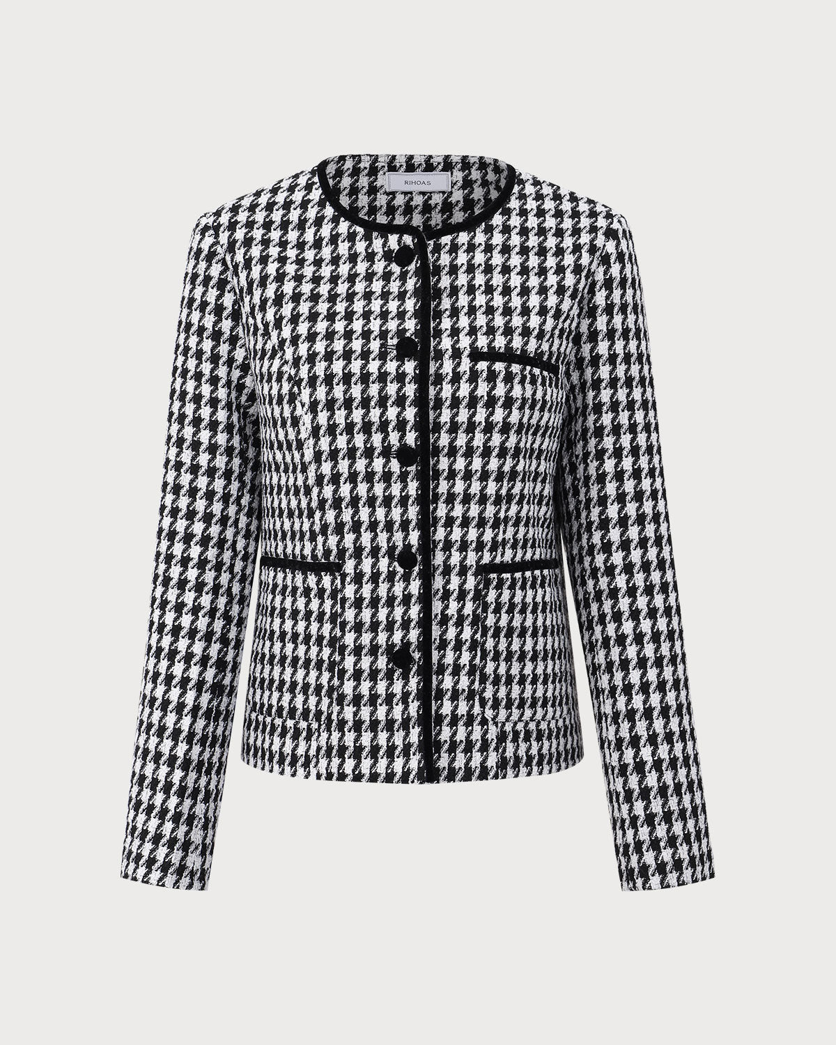 Μαύρο Τουίντ Μπουφάν Με Ένα Κουμπί Και Τσέπες