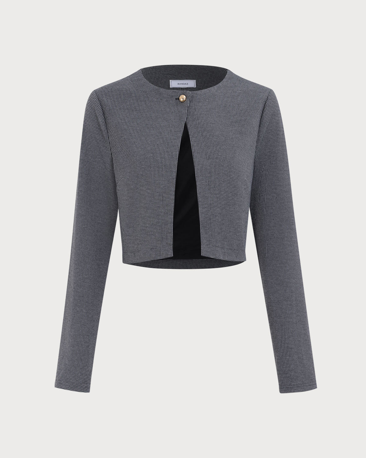 Γκρι Καρό Μπουφάν Με Ένα Κουμπί