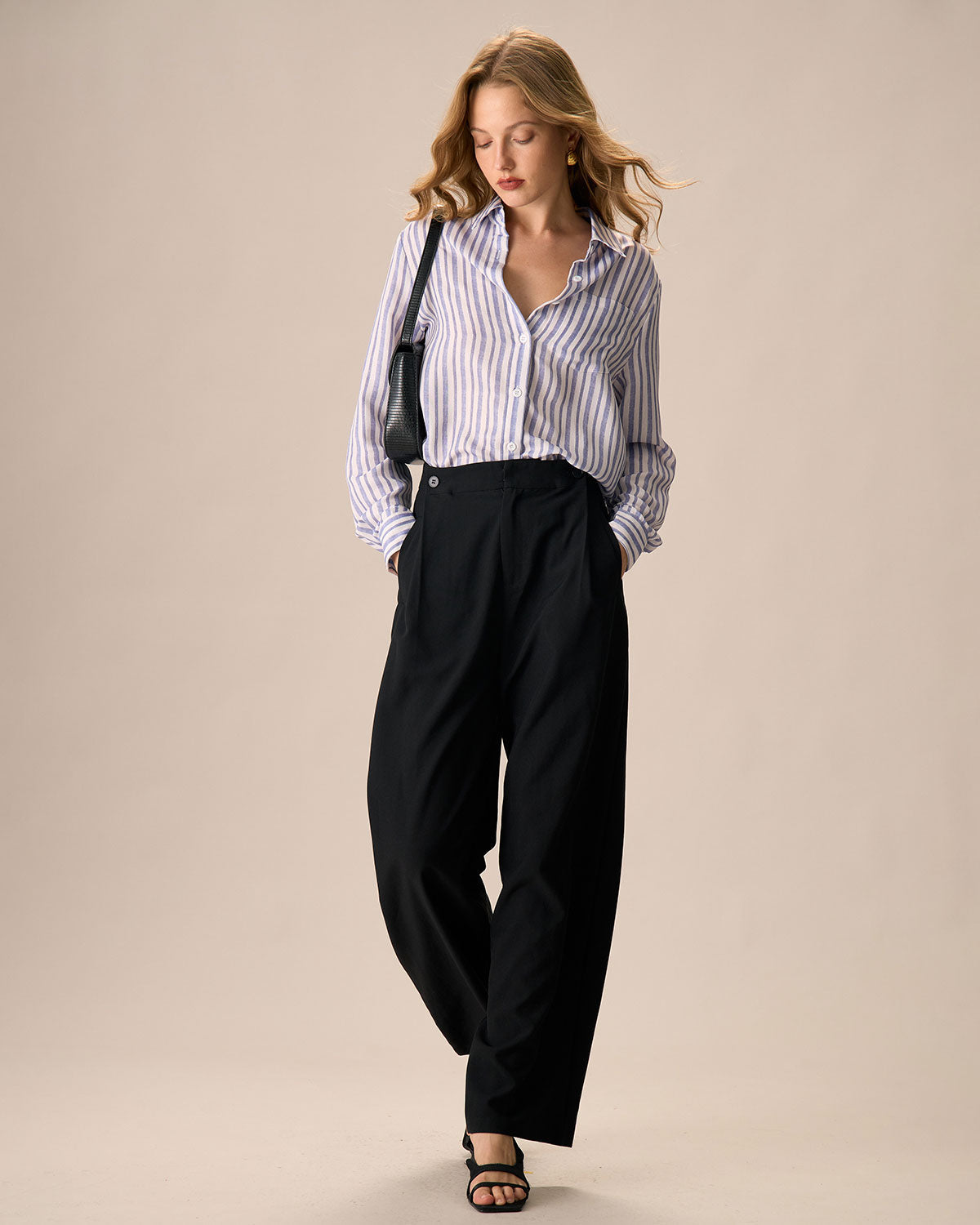 Μαύρο Παντελόνι Με Λάστιχο Στη Μέση Και Τσέπες Σε Ίσια Γραμμή