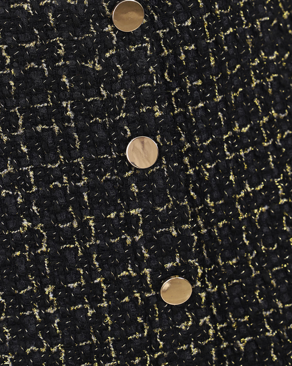 Μαύρη Ψηλόμεση Φούστα Από Τουίντ Με Κουμπιά