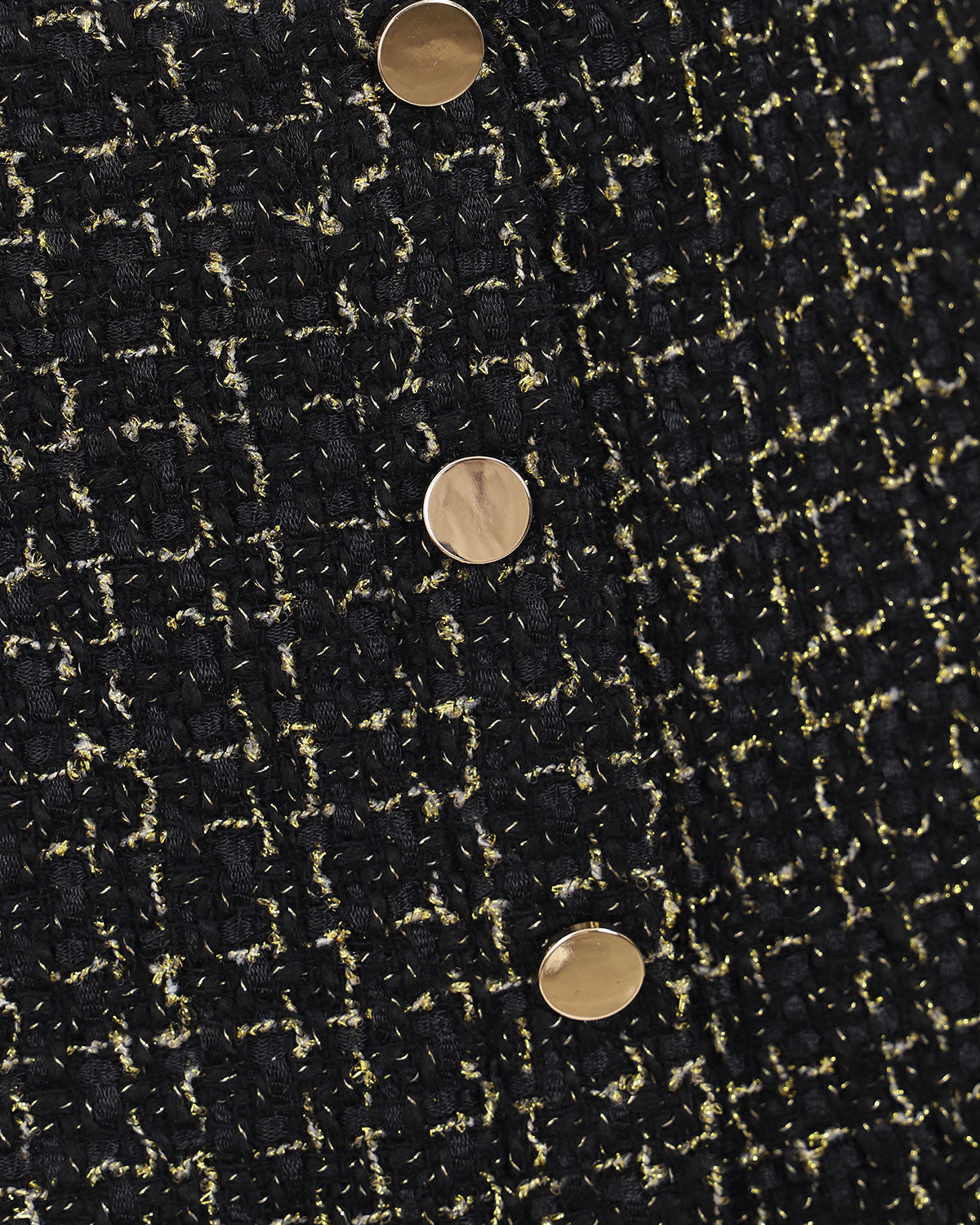 Μαύρη Ψηλόμεση Φούστα Από Τουίντ Με Κουμπιά