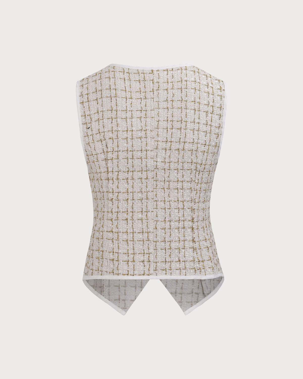 Μπεζ Γιλέκο Από Τουίντ Με V Λαιμόκοψη Και Κουμπιά